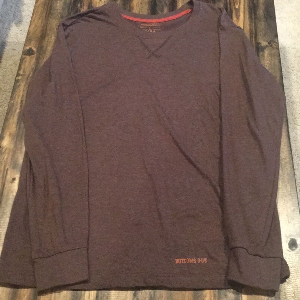 Bottoms Out Men’s Large Brown Long Sleeve Shirt Combed Cotton Crew
